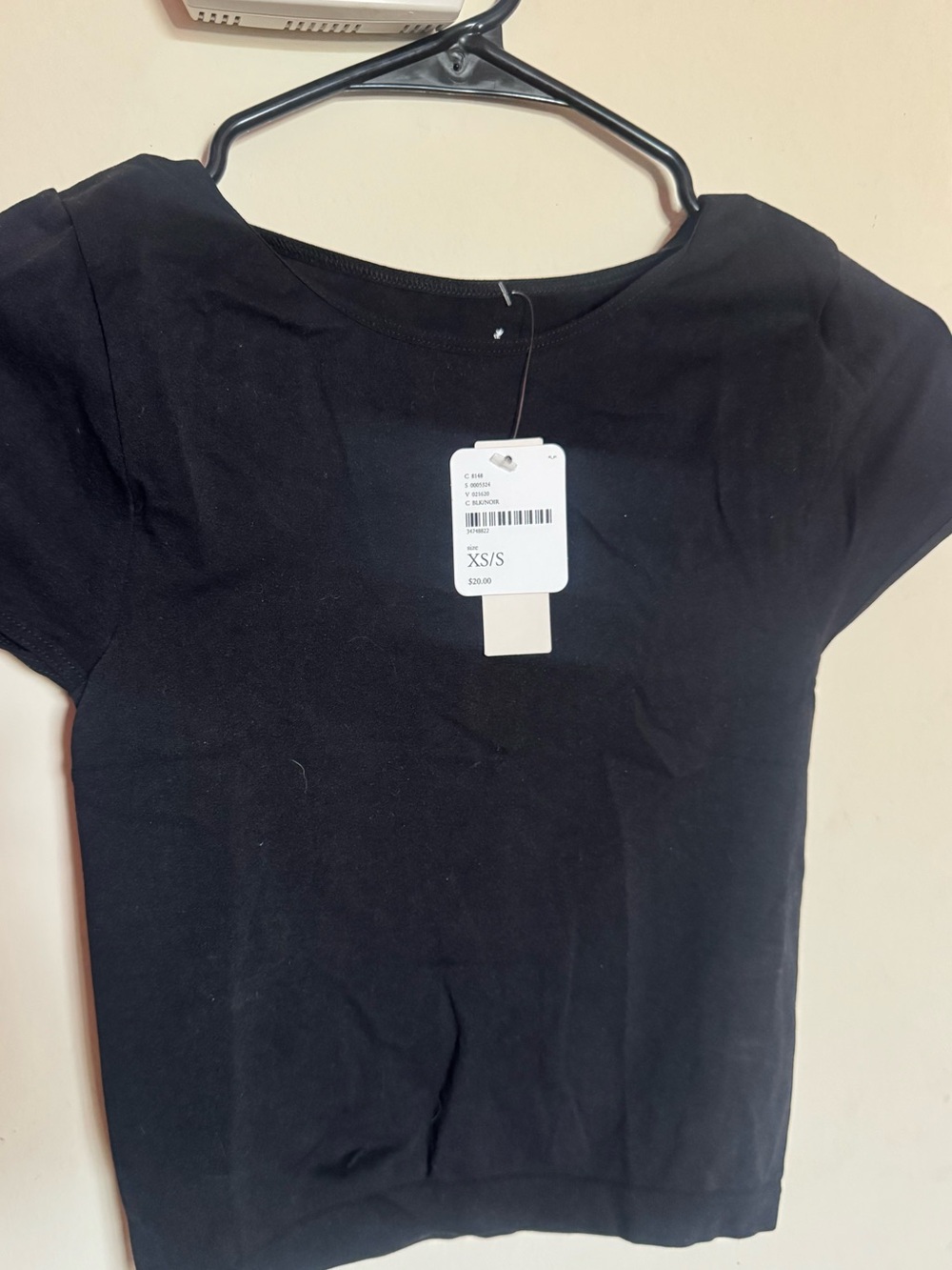 Free People Black Short Sleeve Scoop Neck Tee